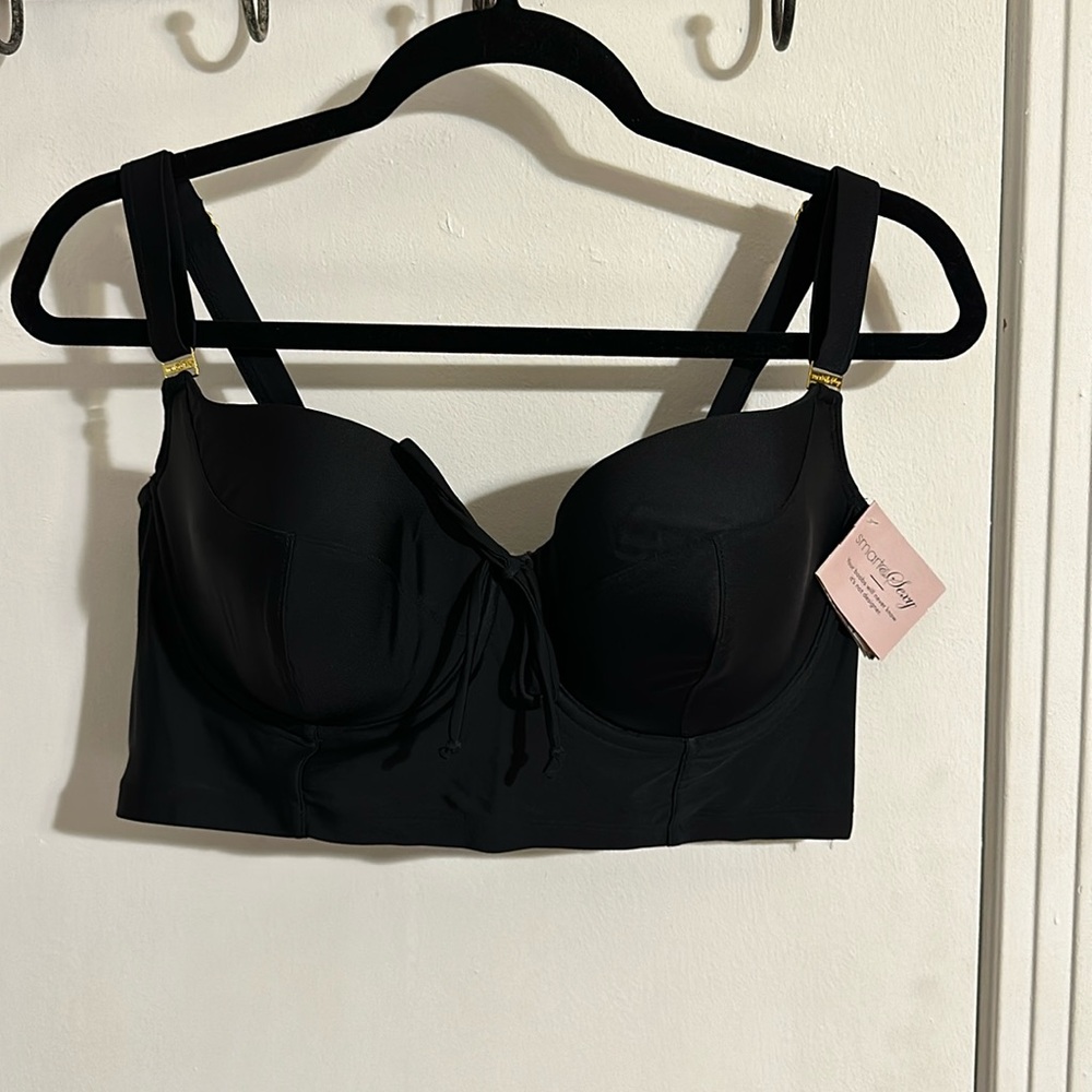 Smart & Sexy corset bathing suit top black size 38D